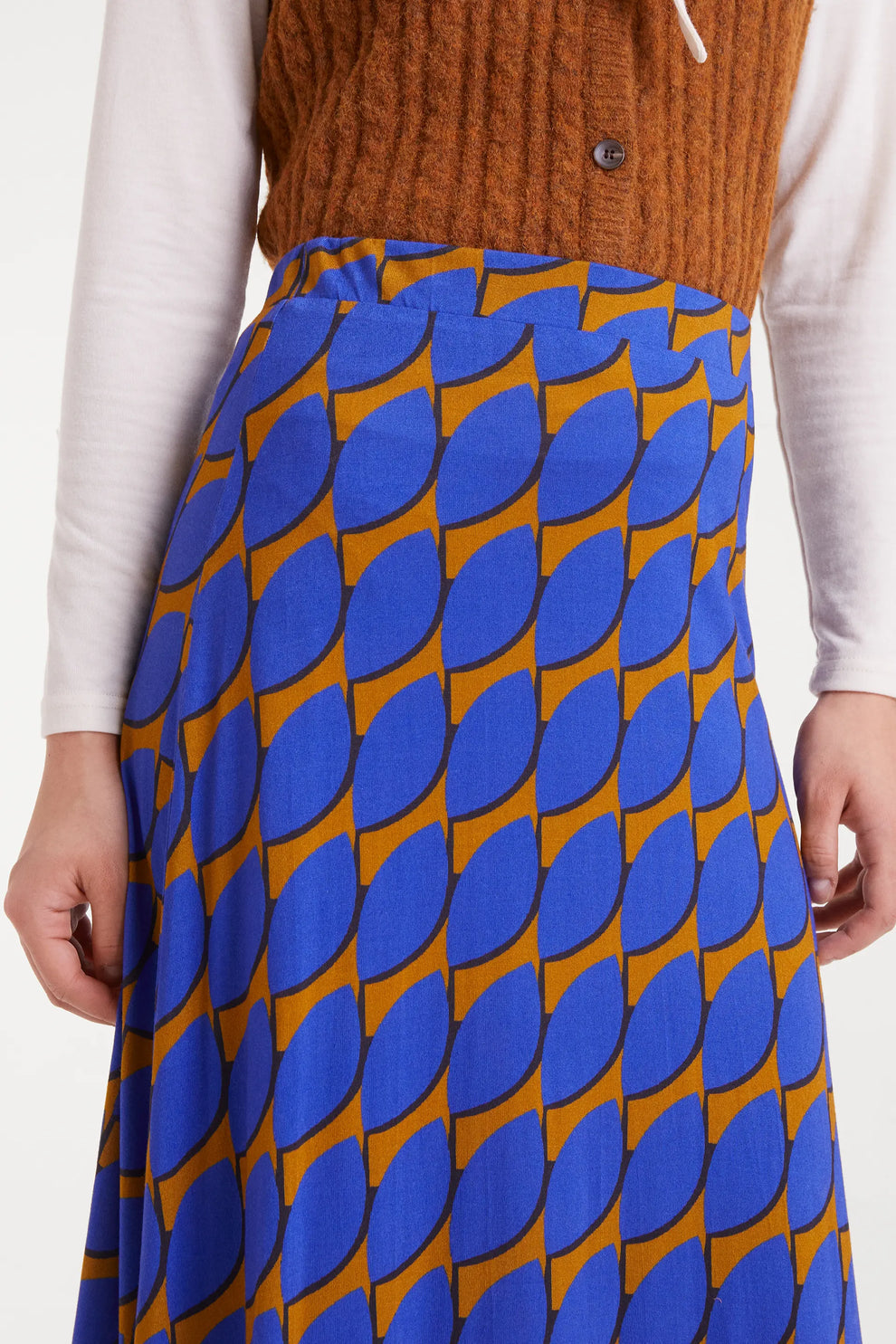 FALDA MIDI GEOMETRIC AZUL