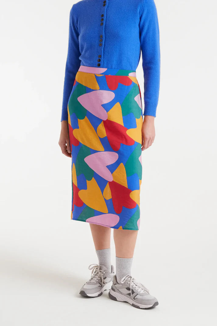 FALDA MIDI CORAZONES DE COLORES