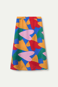 FALDA MIDI CORAZONES DE COLORES