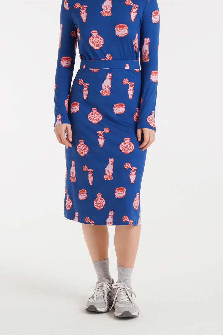 Falda Midi Skirt con estampado Porcelain