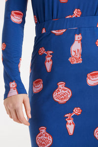 Falda Midi Skirt con estampado Porcelain
