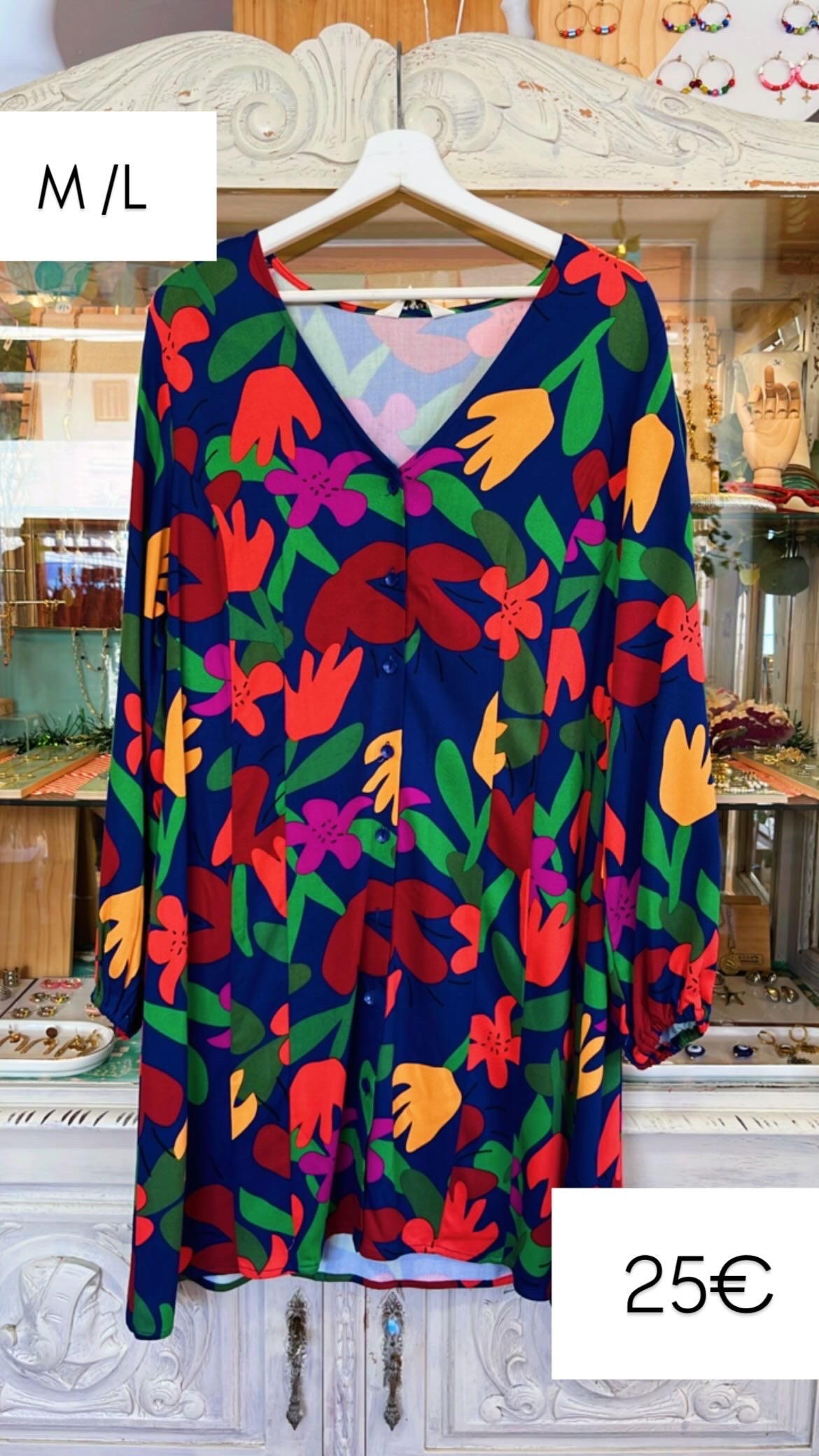 Vestido camisero corto flores REBAJA