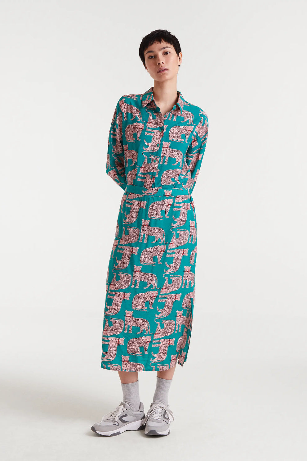 FALDA MIDI LEOPARDO VERDE