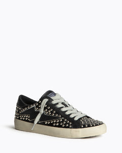 TENIS CUERO TACHAS NEGRO
