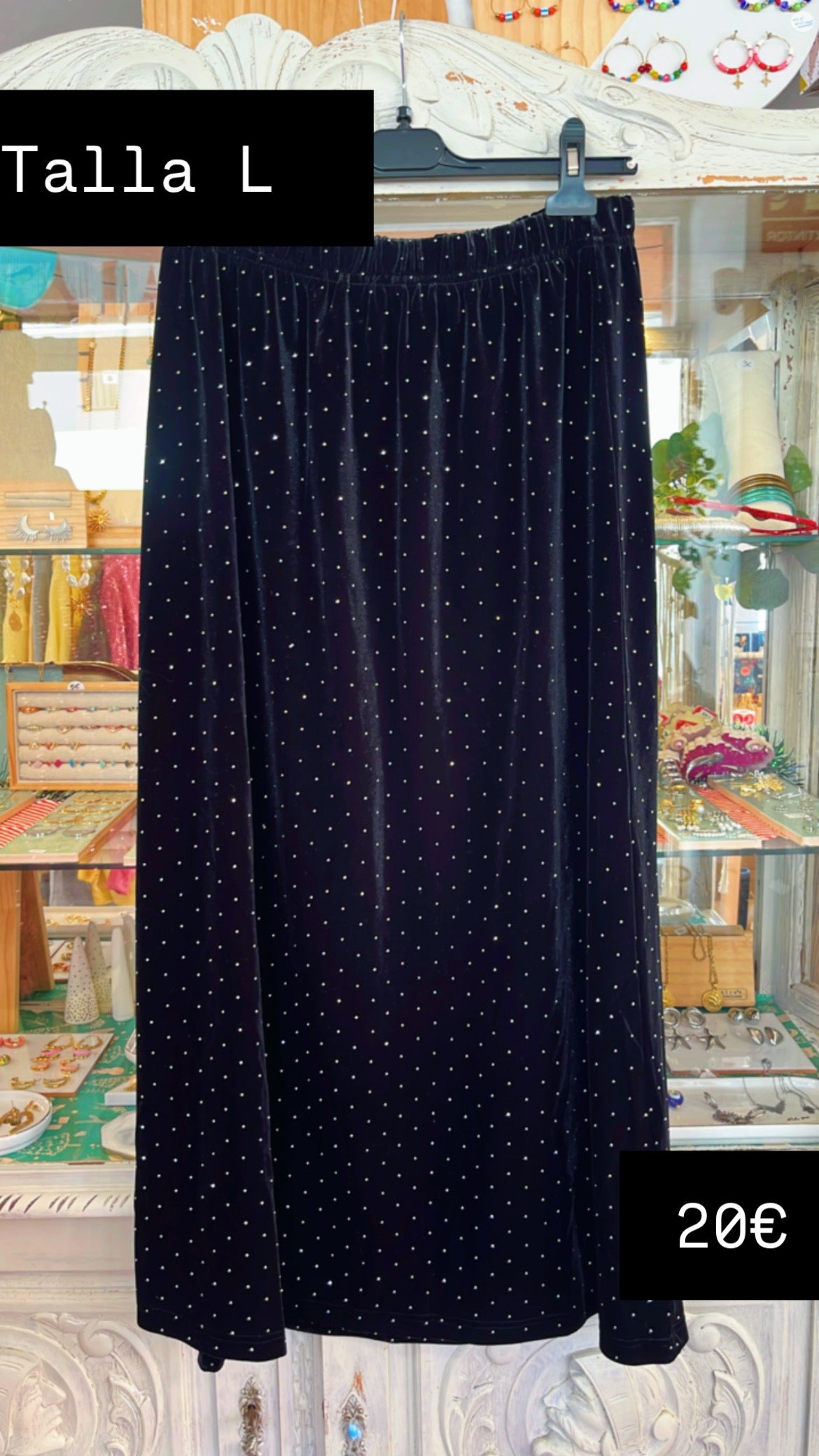 Falda terciopelo negra brillos REBAJAS