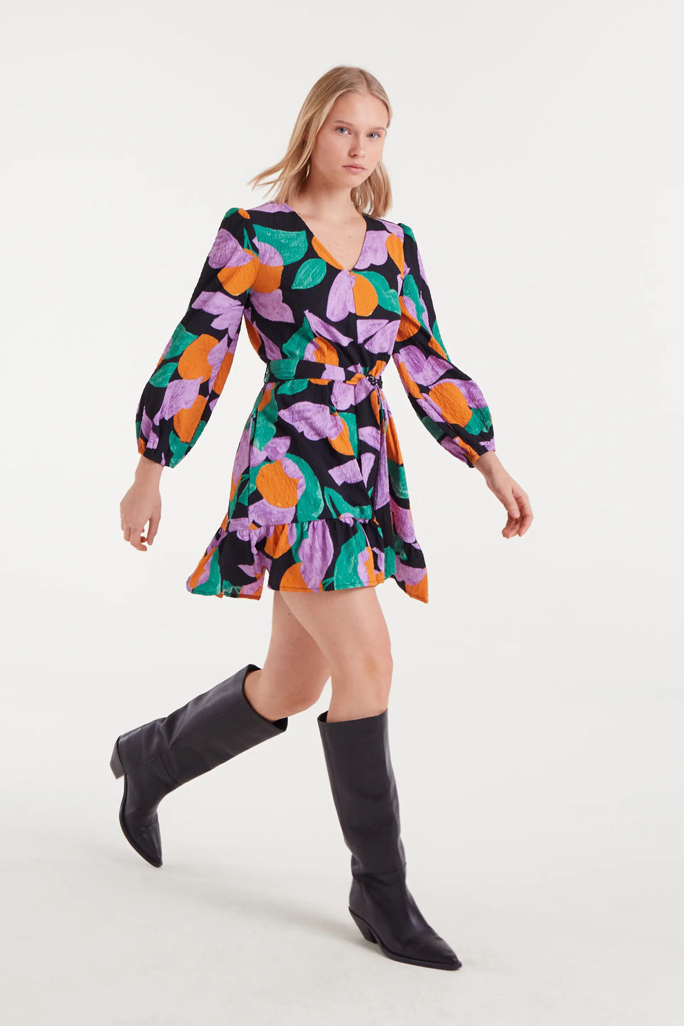 VESTIDO CORTO NARANJAS LILA