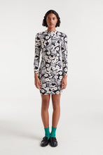 Cargar imagen en la galeria VESTIDO CORTO FLORES BLANCO Y NEGRO
