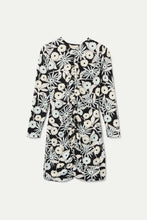 Cargar imagen en la galeria VESTIDO CORTO FLORES BLANCO Y NEGRO
