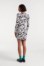 Cargar imagen en la galeria VESTIDO CORTO FLORES BLANCO Y NEGRO
