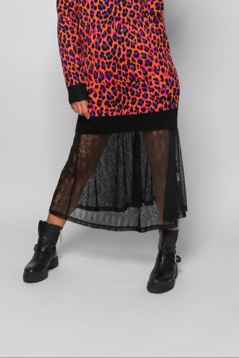 FALDA MIDI VUELO ENCAJE